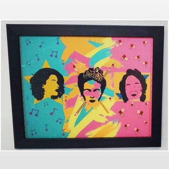 New Wall Art Picture Hispanic Females Bold Multi Colored Framed Women NWT - Picture 2 of 15